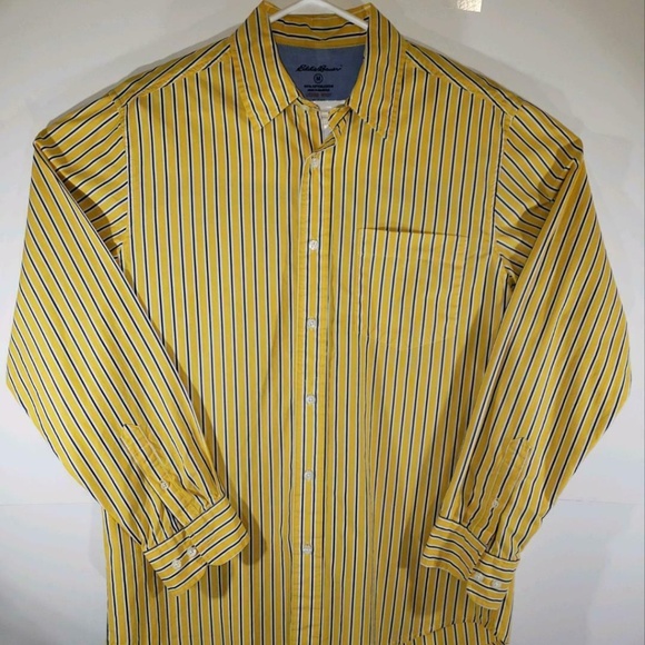 yellow striped button down shirt